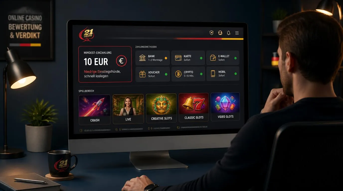 Casino-Nutzer prüft Auszahlungsoptionen und hochwertige Spiele auf einem Laptop